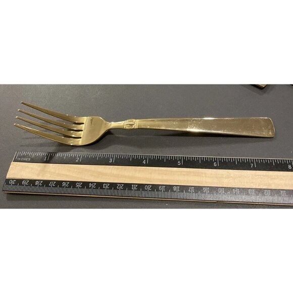 Reed & Barton Sanderling Set Of 6 Dinner Forks Korea Gold Electroplate Stainless - Picture 4 of 4